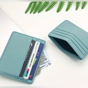 Card Holder faux leather thin and lightweight Blue light NWT